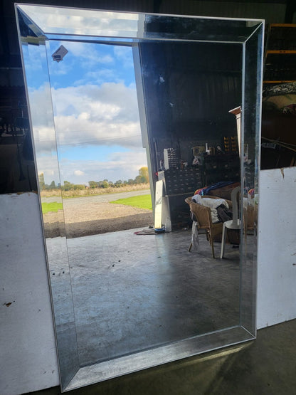 Large freestanding rectangular mirror mirrored glass frame