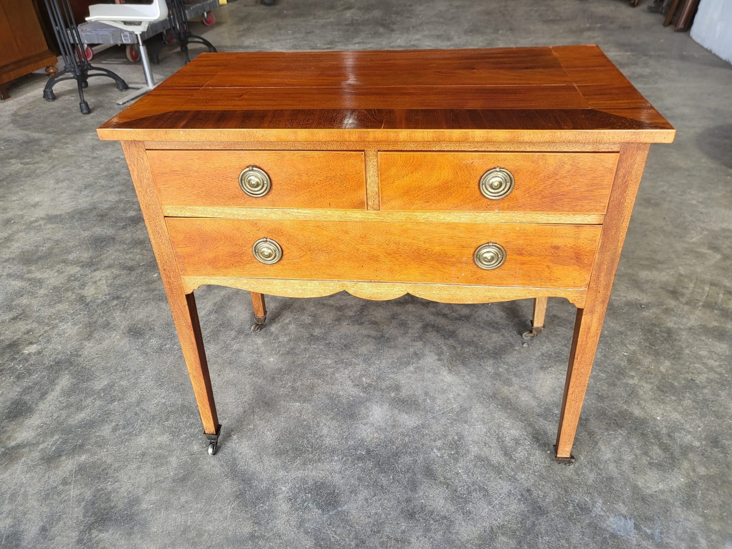 Antique Edwardian low boy sideboard hall table server drawers