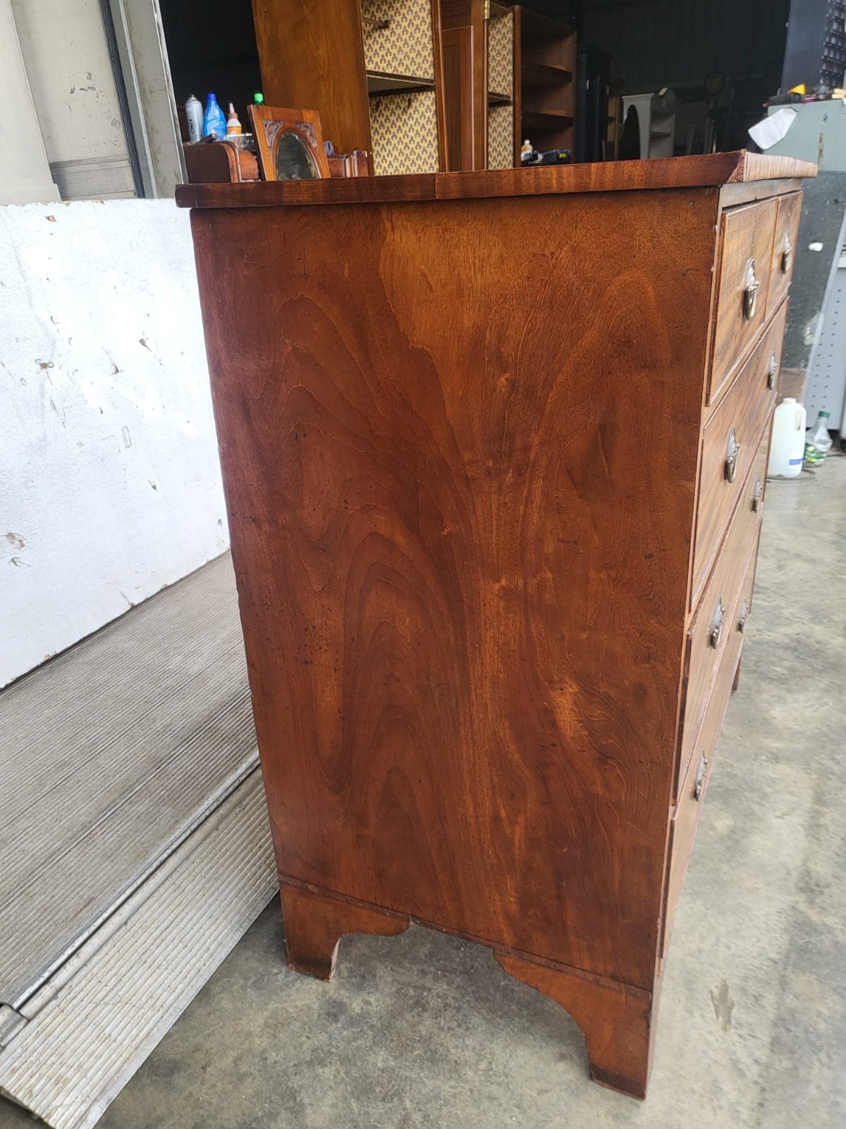 Antique Edwardian 2 over 3 chest of drawers bracket feet