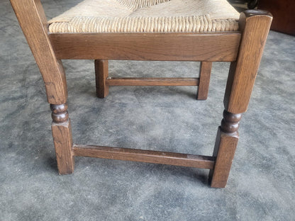 Six rush seat bar back dining chairs cottage style