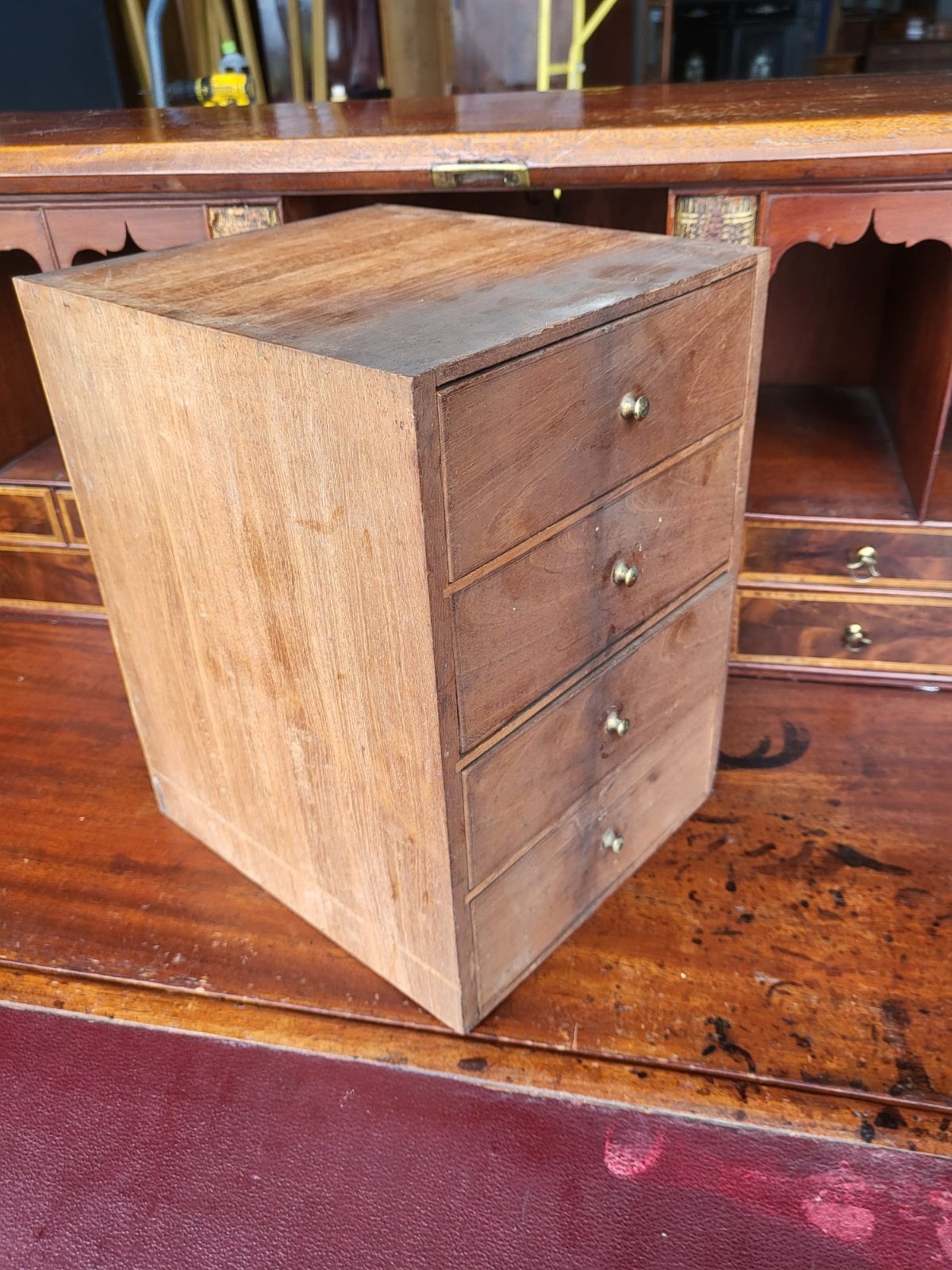 Antique mahogany small bureau desk drawers dressing table