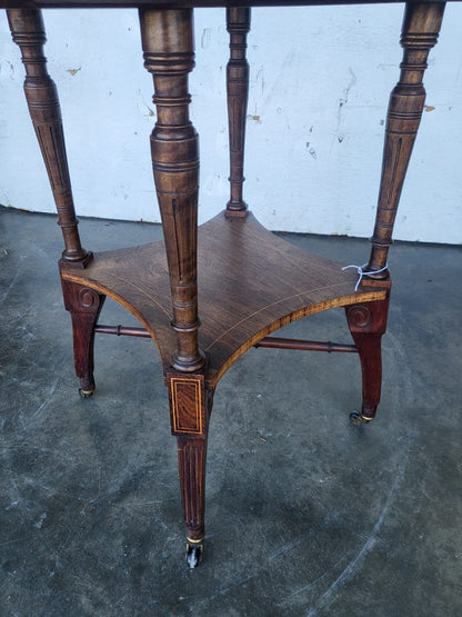 Antique Victorian Rosewood octagonal inland 2 tier side lamp occasional table