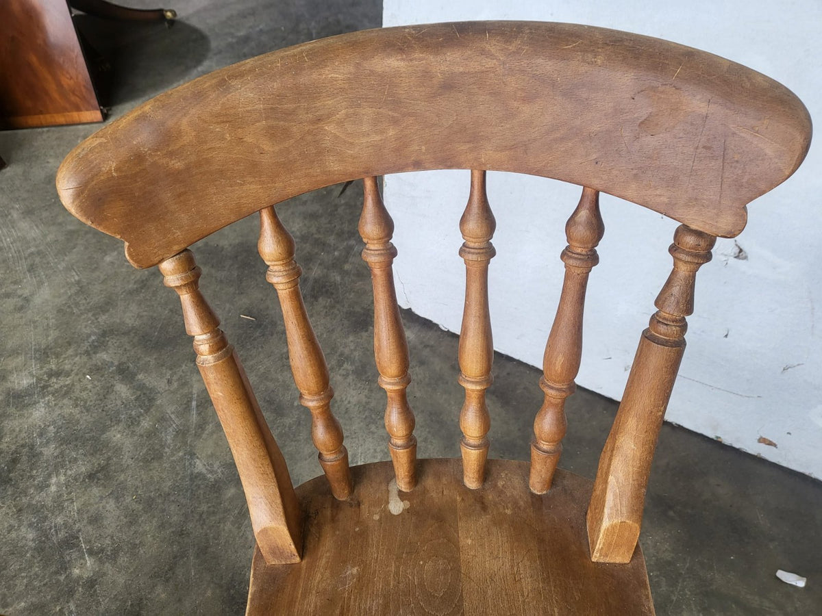 Four beech wooden stick back kitchen country dining chairs