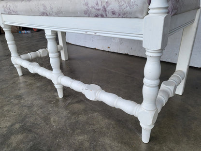 Vintage white 2 seat upholstered bench settle seat