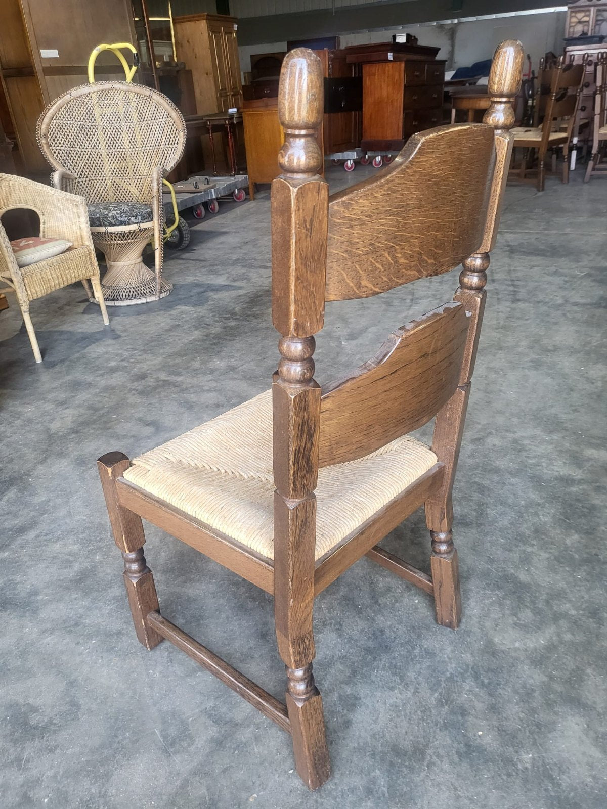 Six rush seat bar back dining chairs cottage style