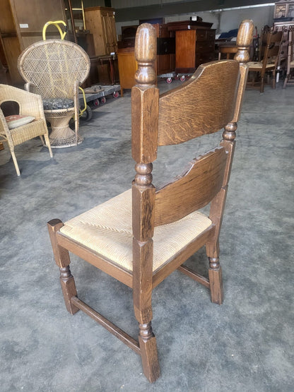 Six rush seat bar back dining chairs cottage style
