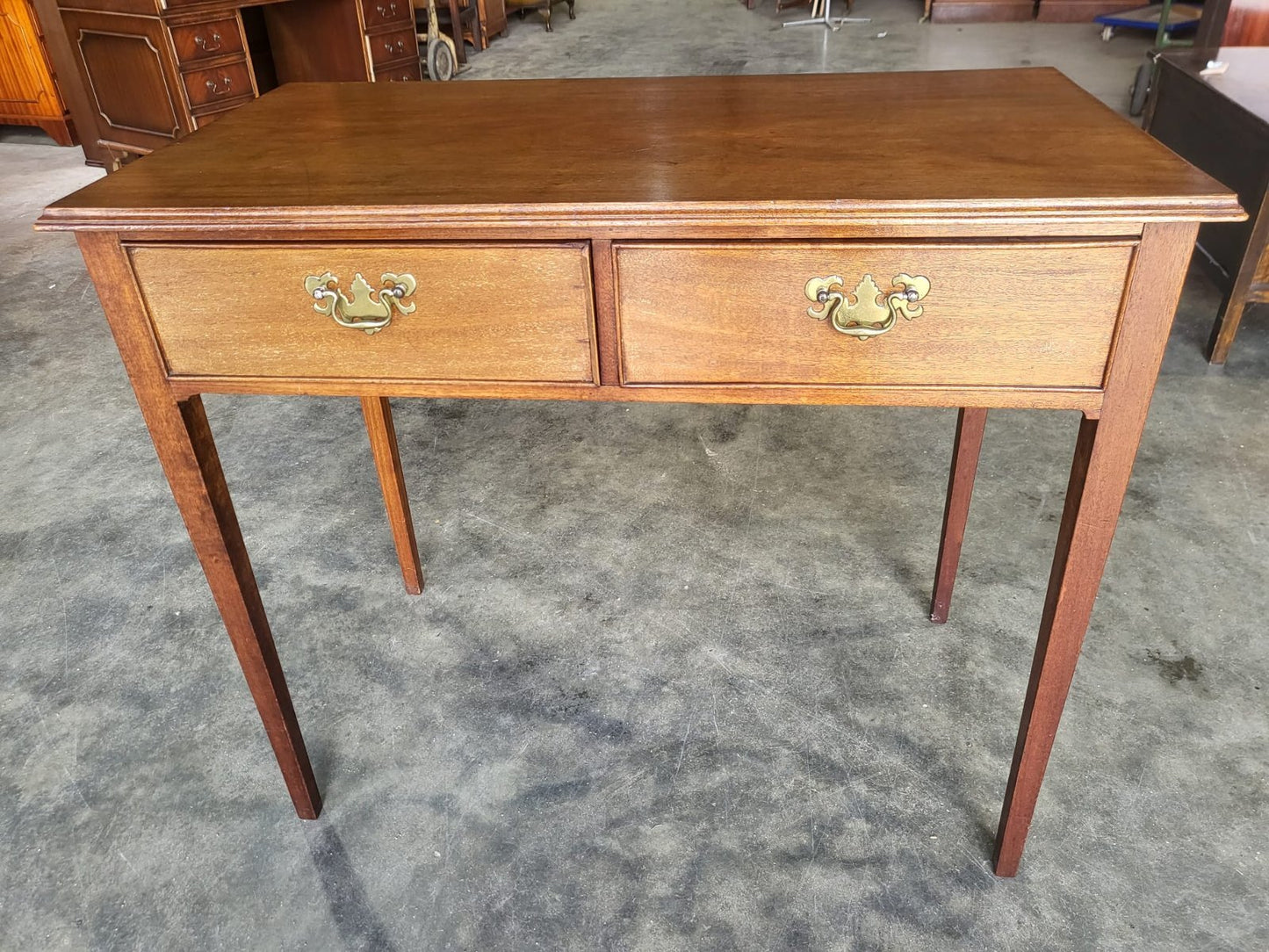 Antique Edwardian small 2 drawer desk serving hall table