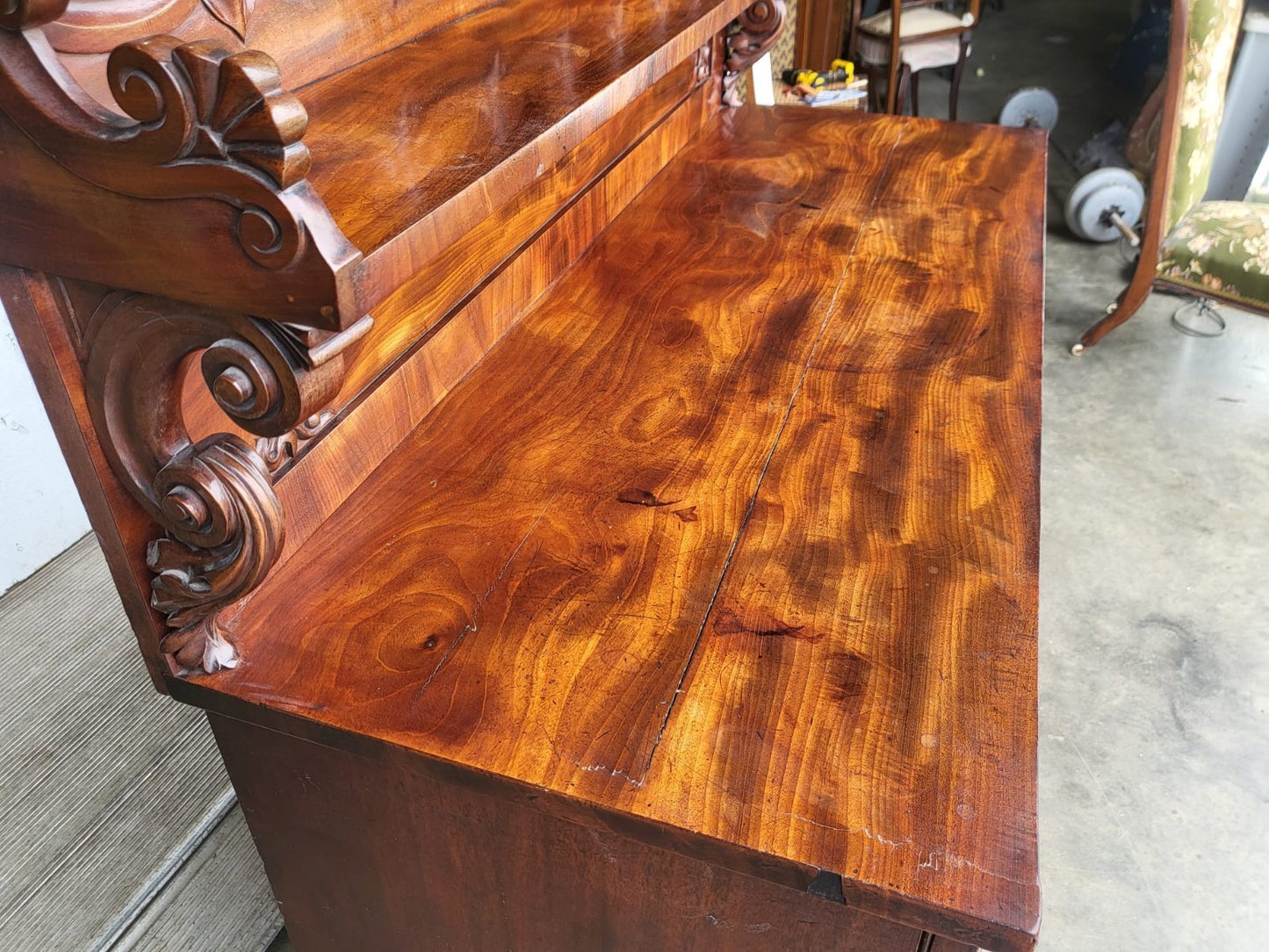 Antique Victorian chiffonier sideboard gallery drawers cupboard