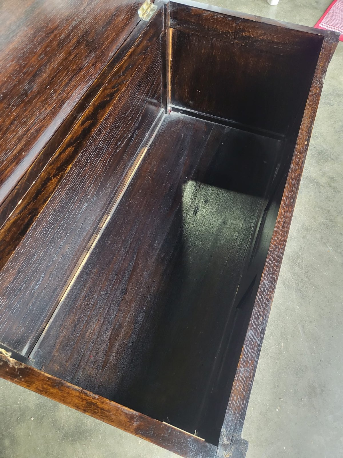 Vintage small panelled oak blanket storage bed end coffer trunk