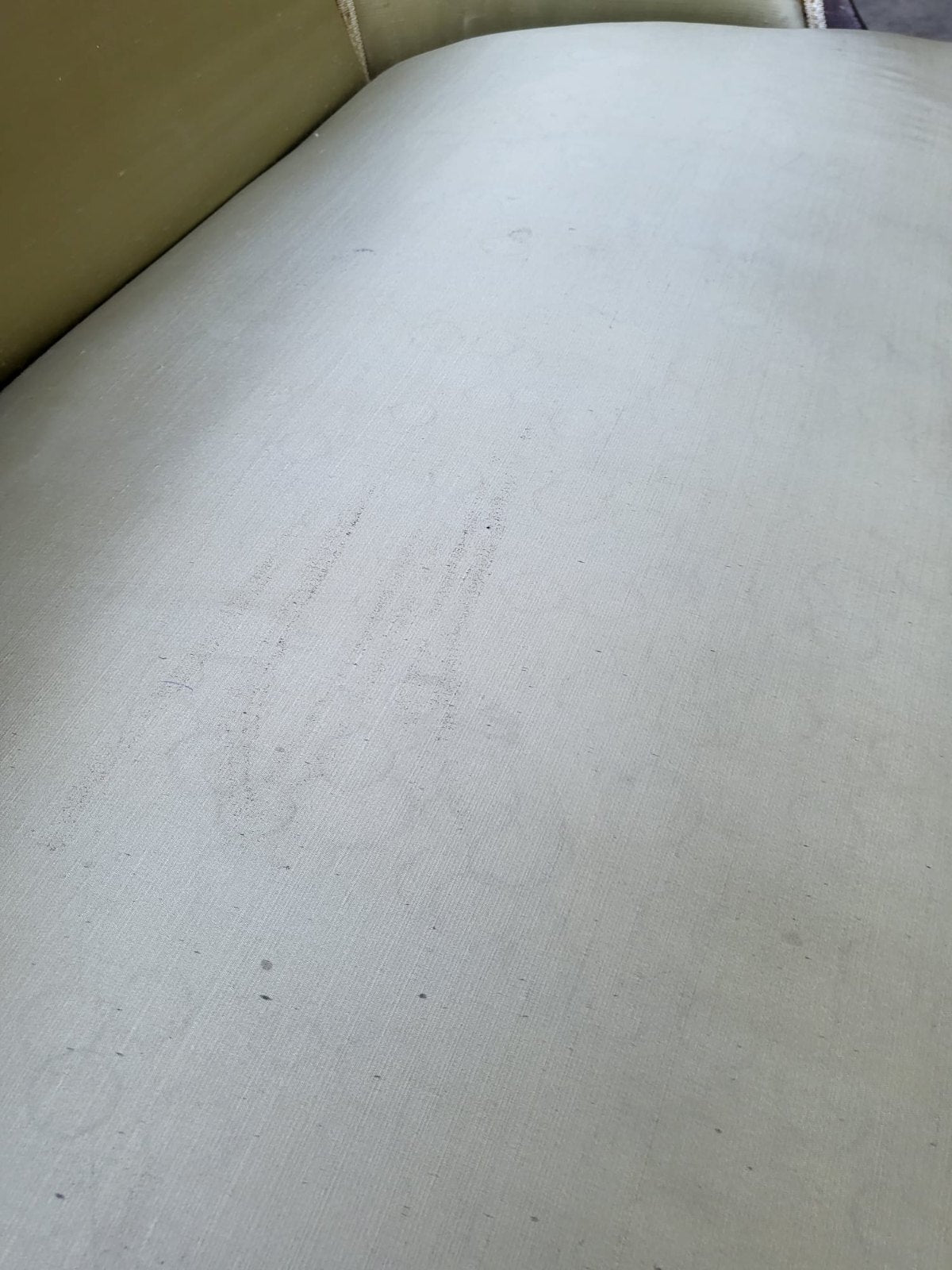 Antique Edwardian small silk parlour sofa cabriole legs castors
