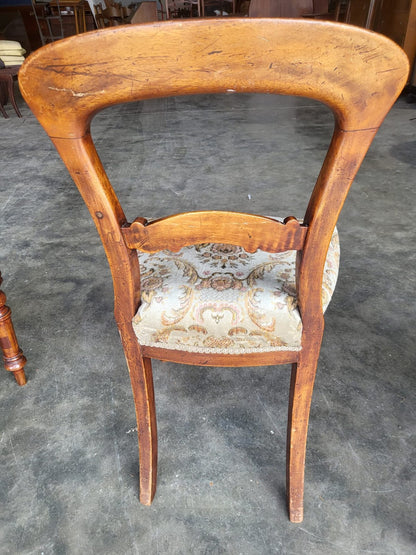Four antique Victorian balloon back dining chairs floral seats