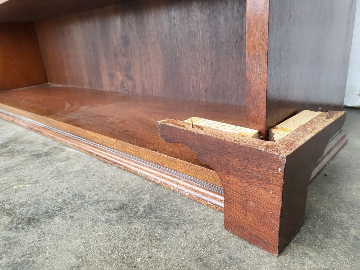 Antique repro large freestanding open bookcase adjustable shelves