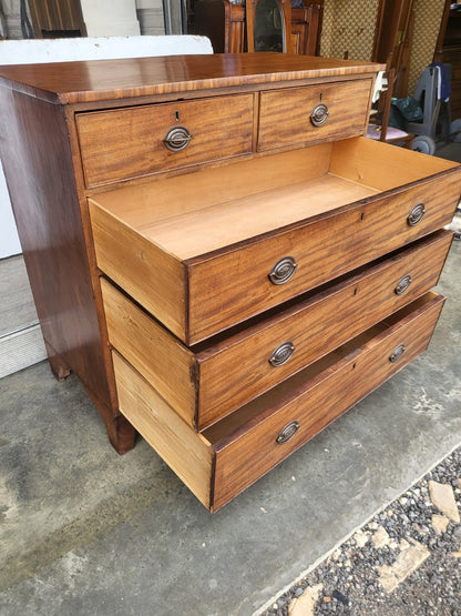 Antique Edwardian 2 over 3 chest of drawers bracket feet