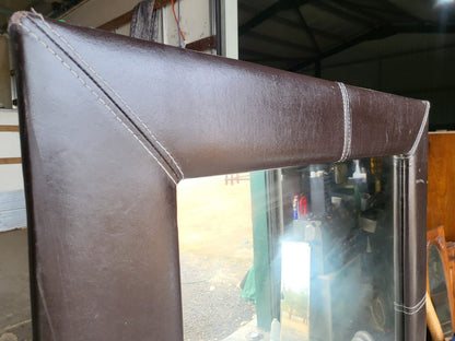 Large tall freestanding mirror leather faux ?  frame 6'x7"x3'