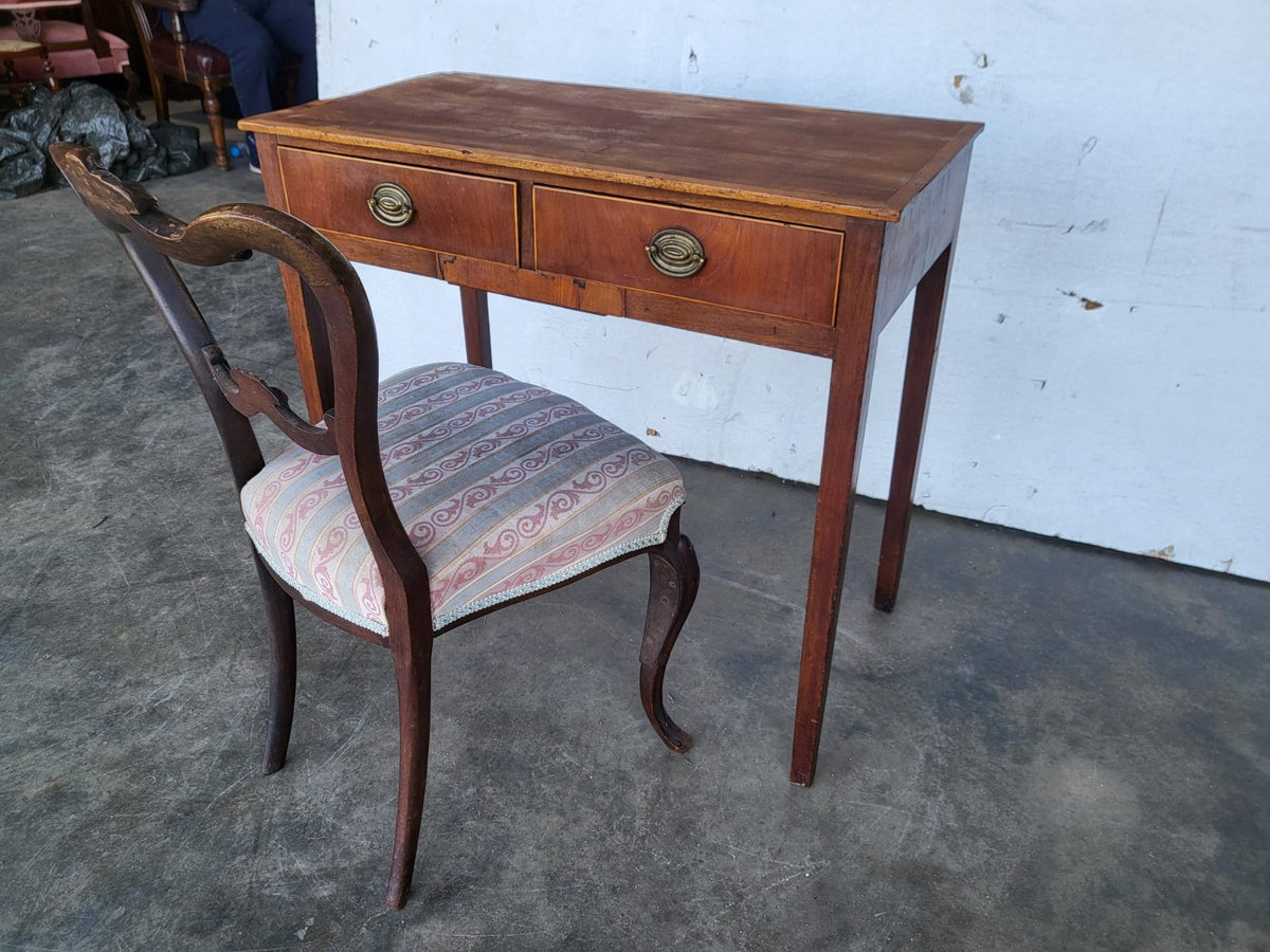 Antique Edwardian small 2 drawer writing hall table desk