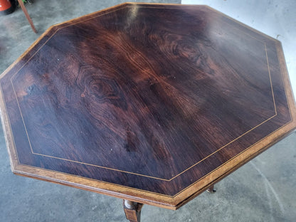 Antique Victorian Rosewood octagonal inland 2 tier side lamp occasional table