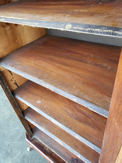 Antique Edwardian inlaid small glazed bookcase music cabinet shelves