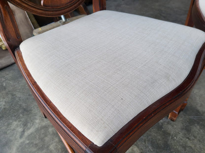 Antique repro six shield back dining chairs 2x carvers cream