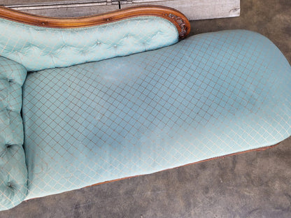 Antique Victorian chaise longue sofa carved legs castors