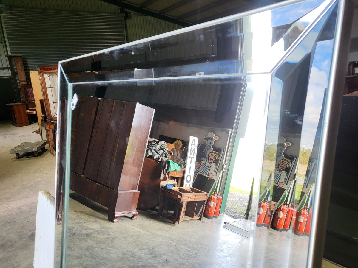 Large freestanding rectangular mirror mirrored glass frame