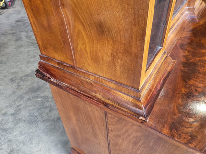 Antique mahogany small break front glazed bookcase cabinet cupboard