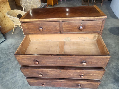 Antique Victorian 2 over 3 chest of drawers splayed legs knob handles