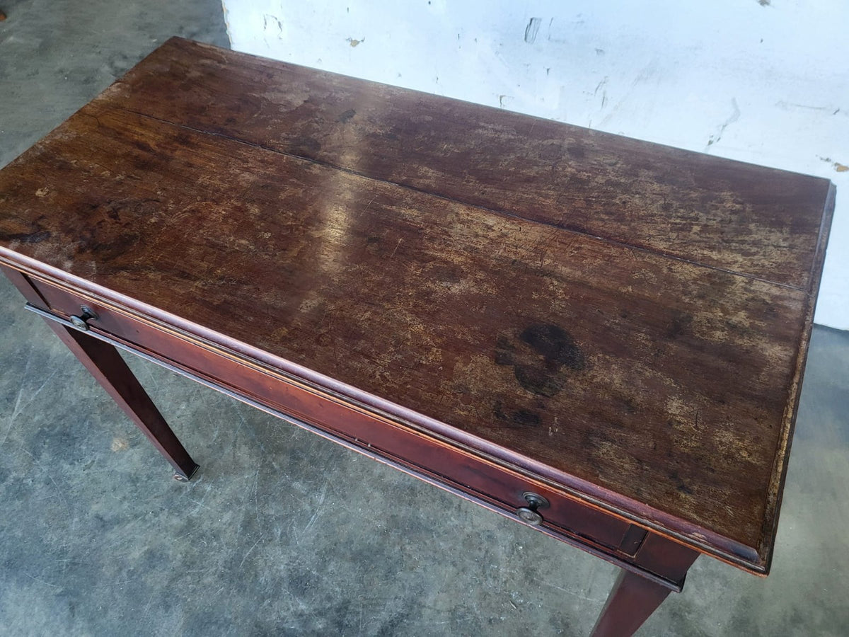 Antique Victorian single drawer writing hall table desk castors