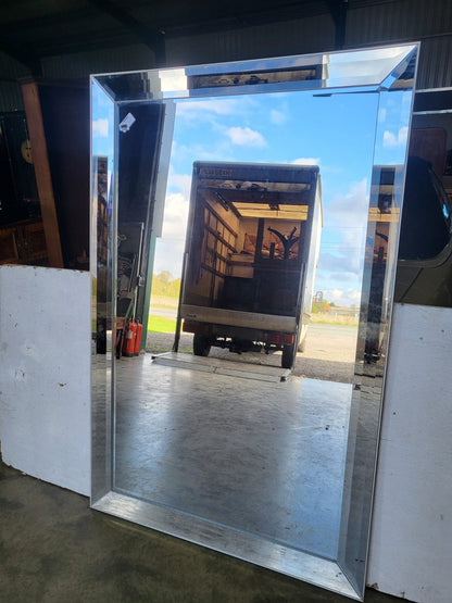 Large freestanding rectangular mirror mirrored glass frame