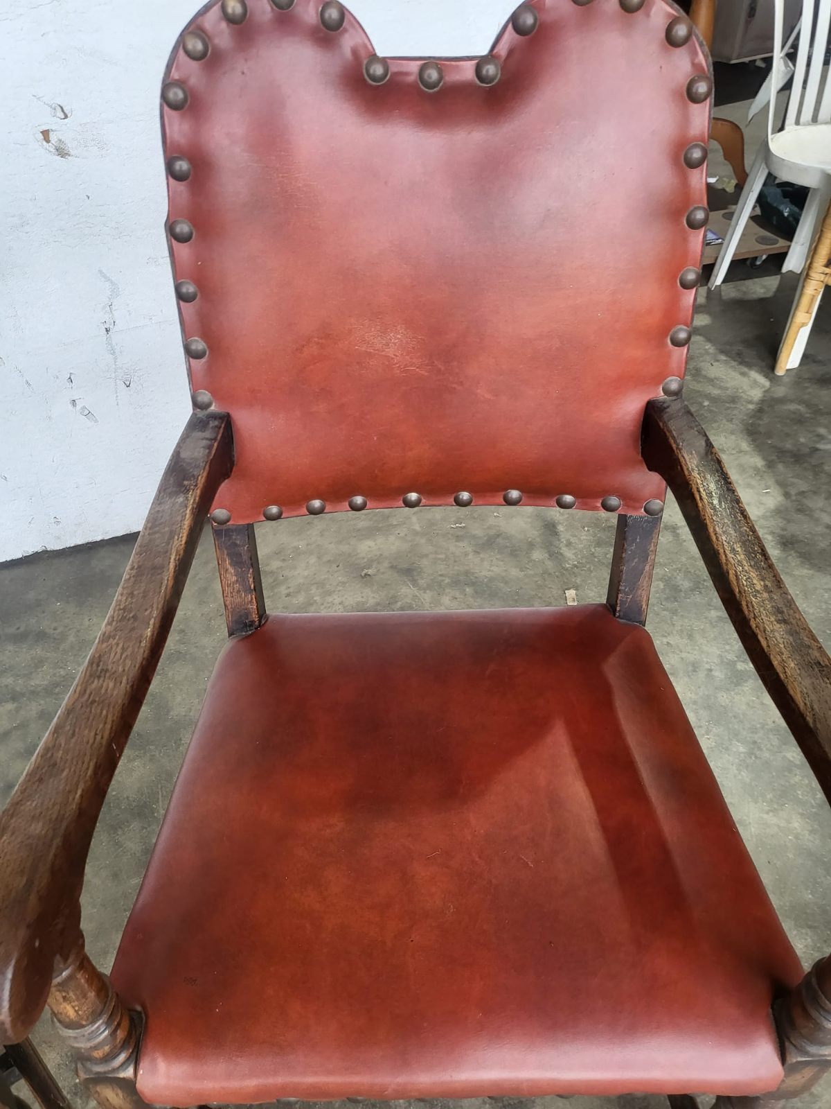 Pair vintage camel back carver chairs arm chairs turned legs red