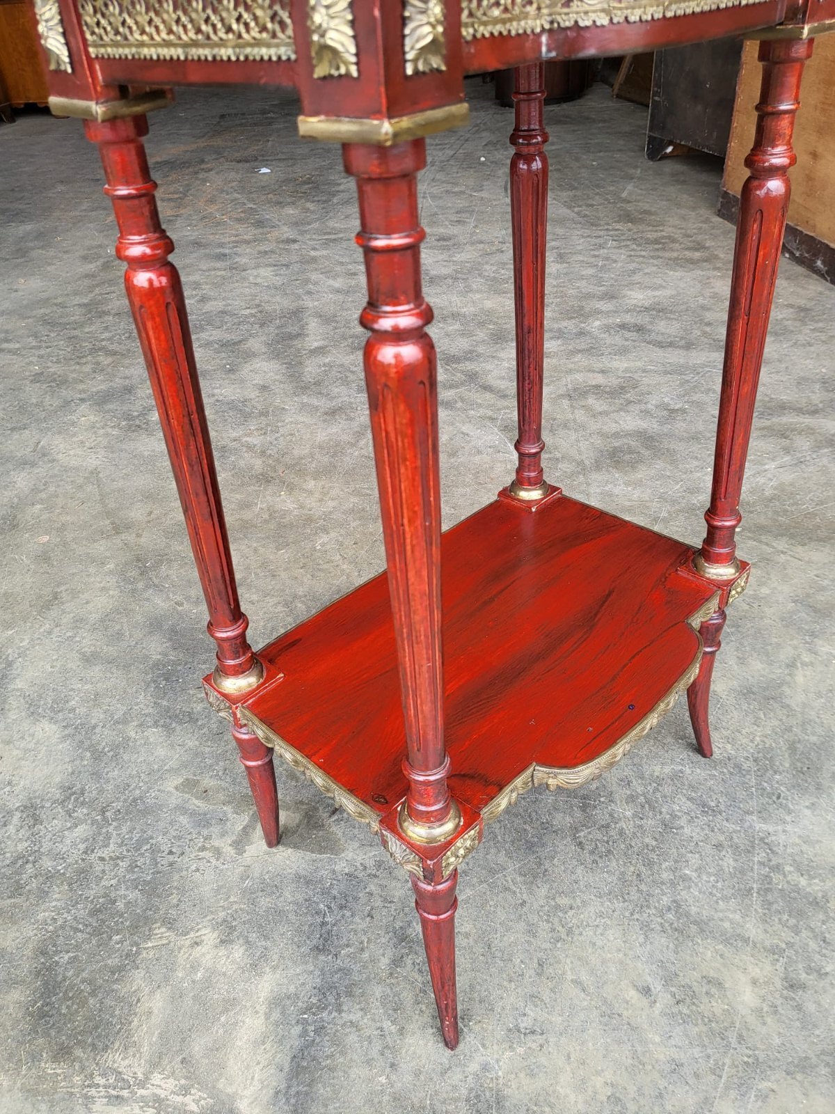 Vintage French 2 tier side end table brass gallery