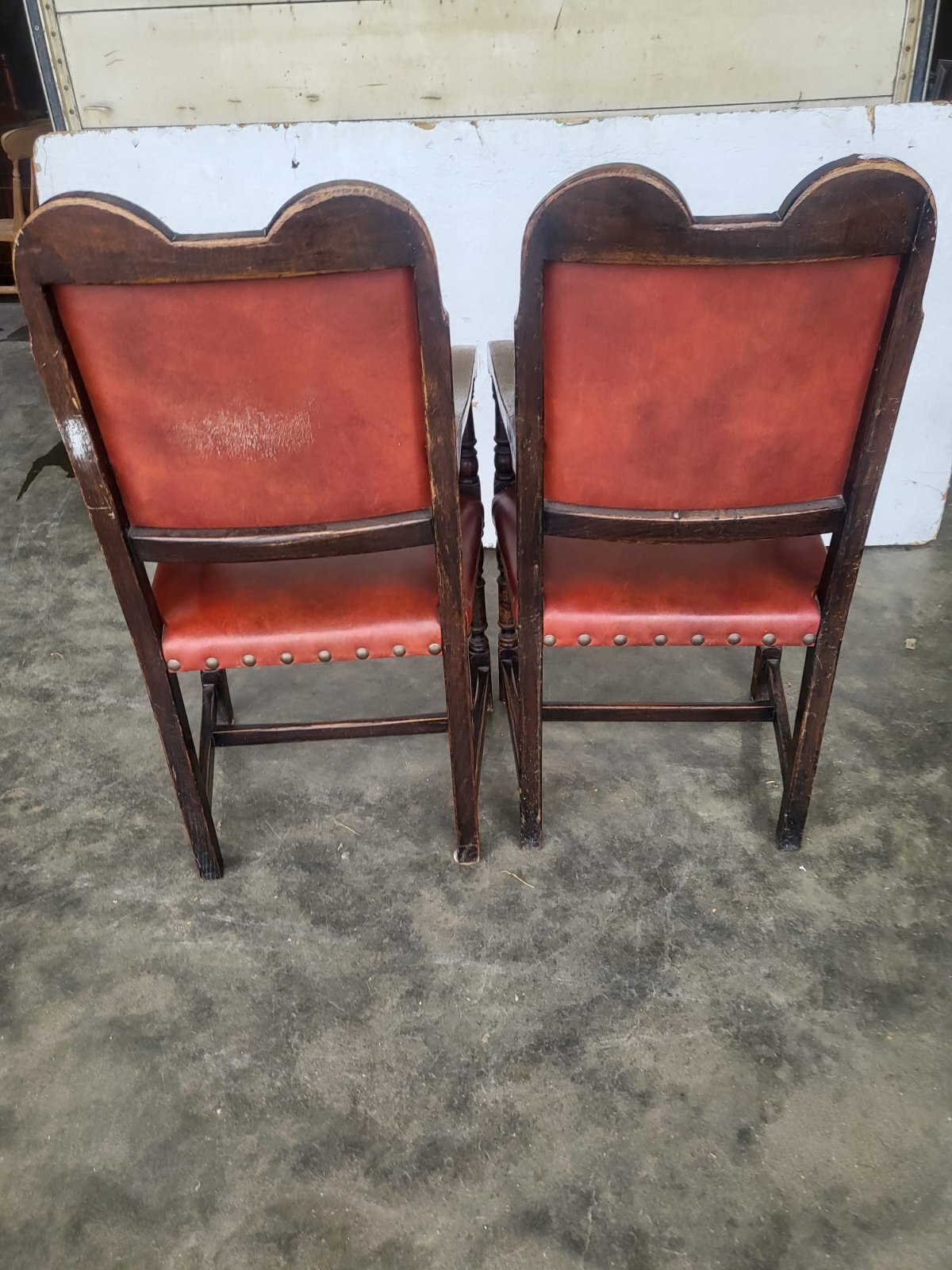 Pair vintage camel back carver chairs arm chairs turned legs red