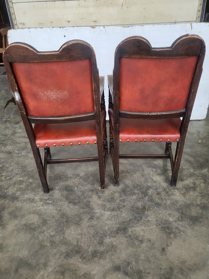 Pair vintage camel back carver chairs arm chairs turned legs red