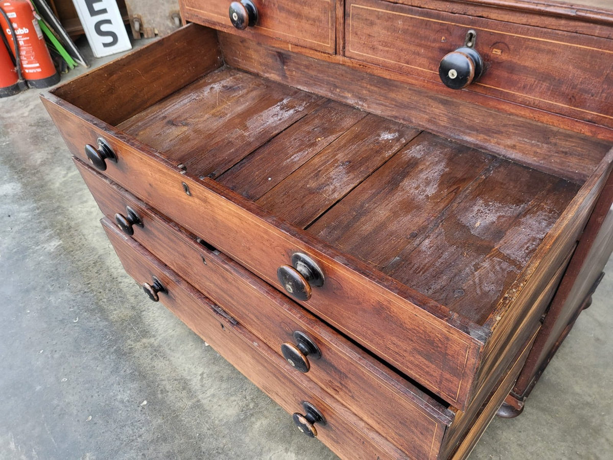 Antique Georgian mahogany 2 over 3 chest of drawers bun feet