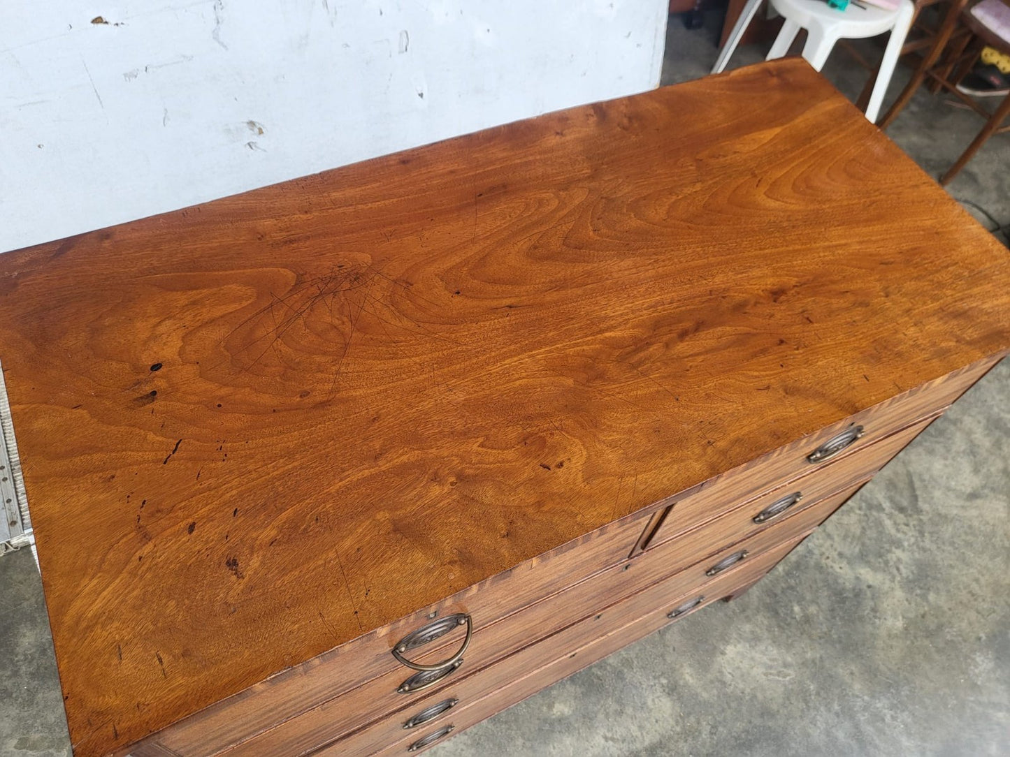 Antique Edwardian 2 over 3 chest of drawers bracket feet