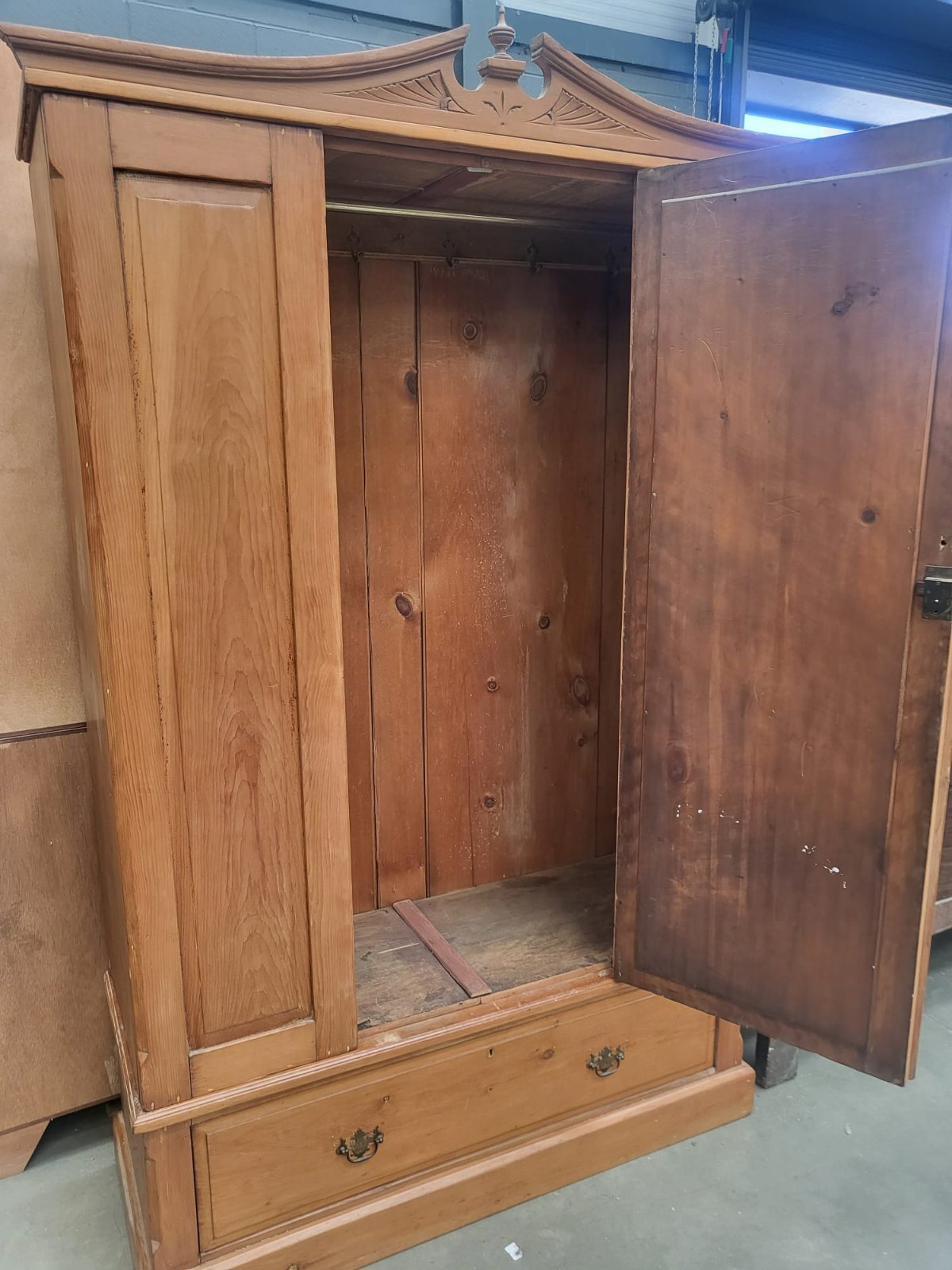 Antique Edwardian walnut single mirrored door double wardrobe bedroom