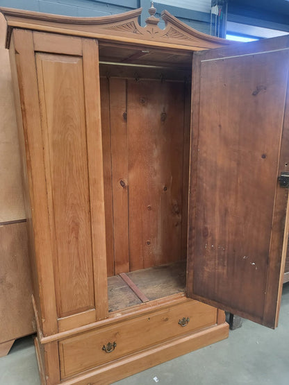 Antique Edwardian walnut single mirrored door double wardrobe bedroom