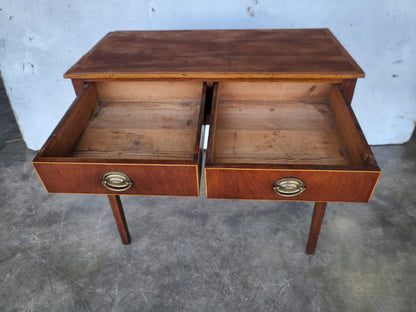 Antique Edwardian small 2 drawer writing hall table desk