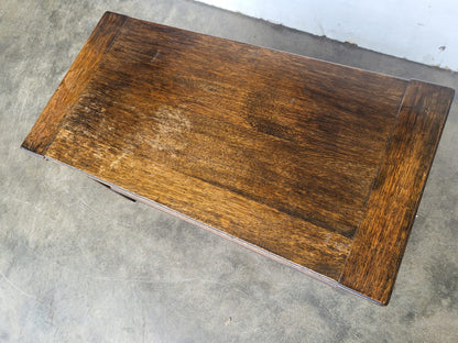 Vintage small panelled oak blanket storage bed end coffer trunk