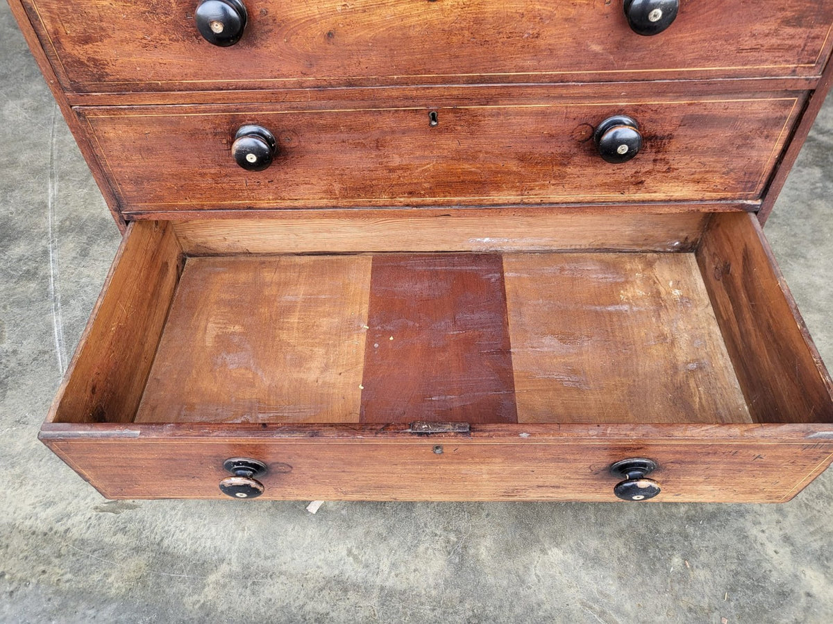 Antique Georgian mahogany 2 over 3 chest of drawers bun feet