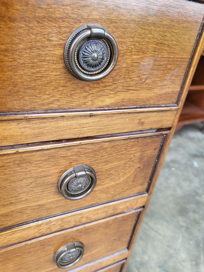 Small antique repro 2 over 3 side end chest of drawers