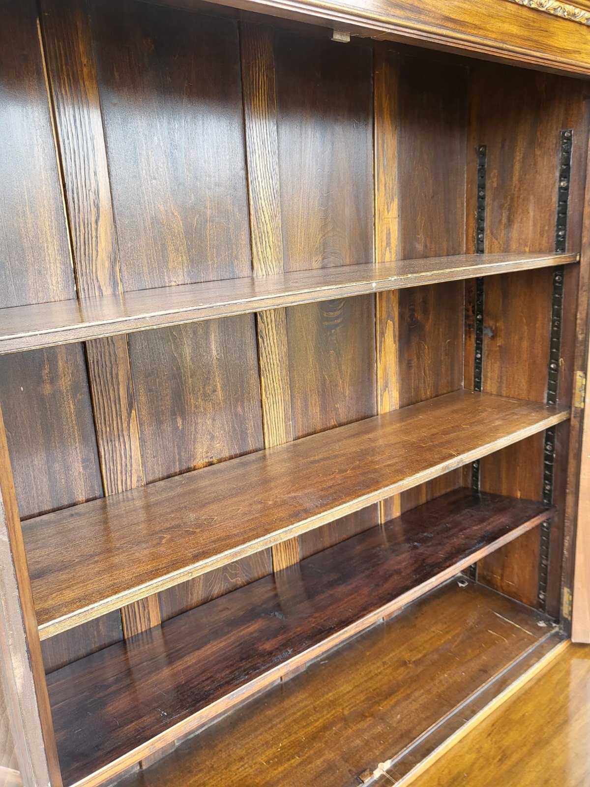 Antique Edwardian glazed bookcase cabinet drawers cupboard shelves