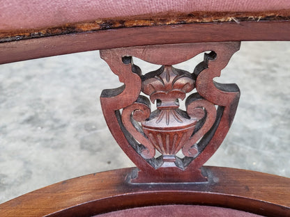 Antique Victorian open bedroom tub chair cabriole legs castors