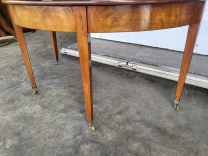 Antique Victorian large demi lune table hall side end desk
