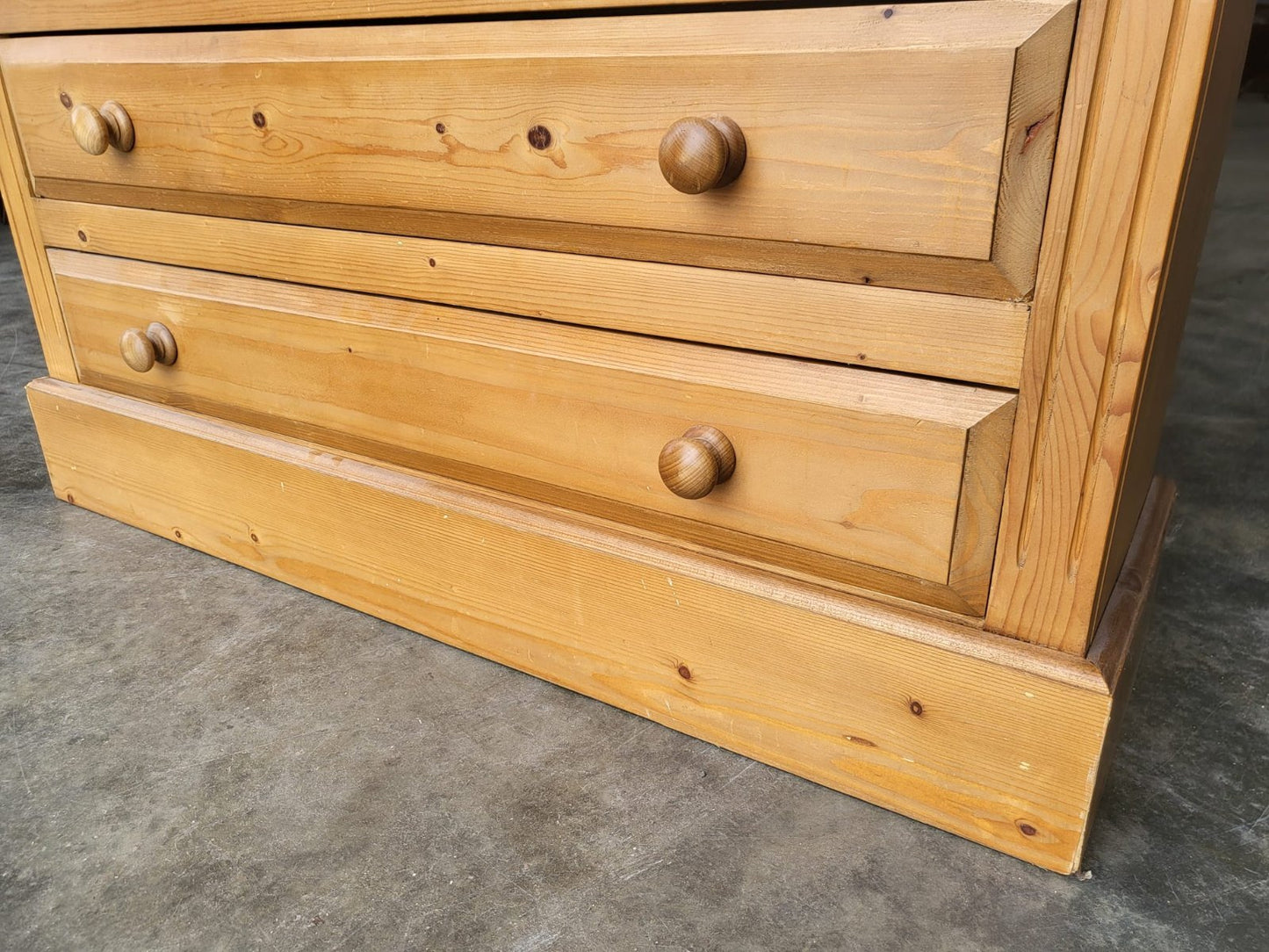 Large pine open bookcase adjustable shelves 2 drawers