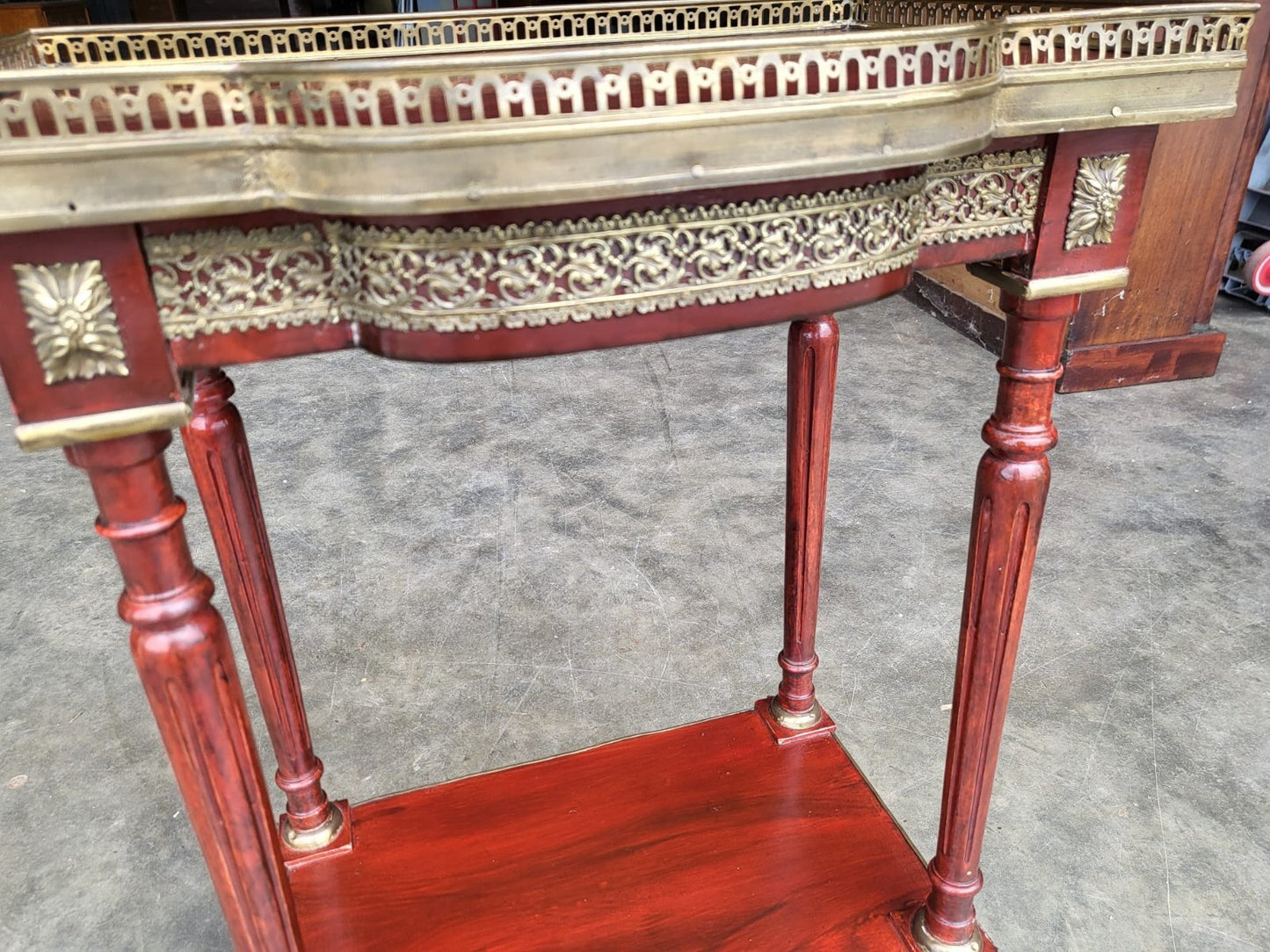 Vintage French 2 tier side end table brass gallery