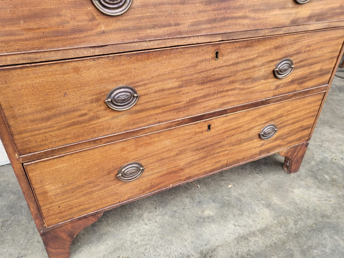 Antique Edwardian 2 over 3 chest of drawers bracket feet