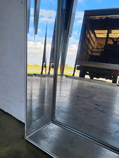 Large freestanding rectangular mirror mirrored glass frame