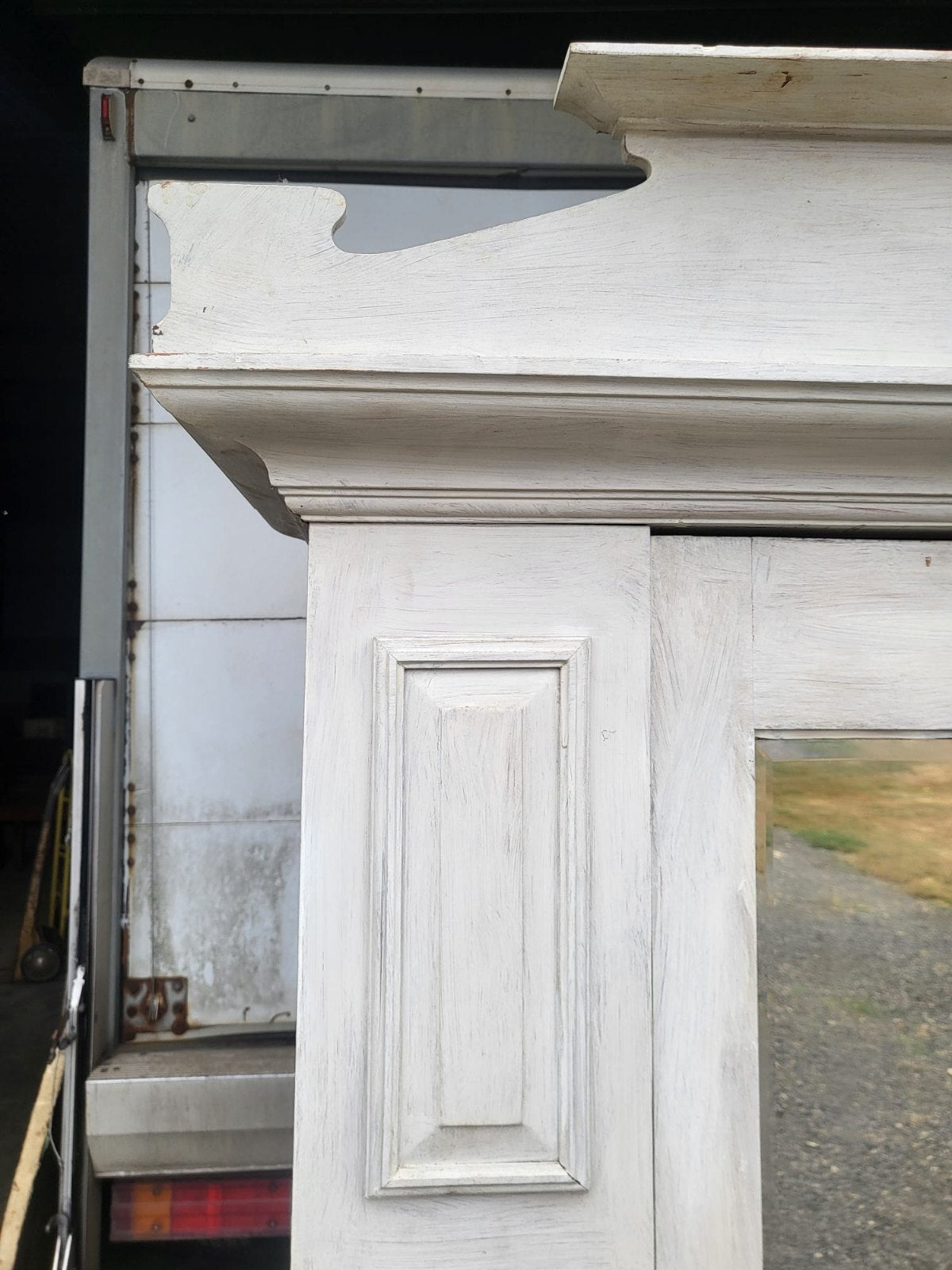 Antique Edwardian single painted wardrobe mirrored door