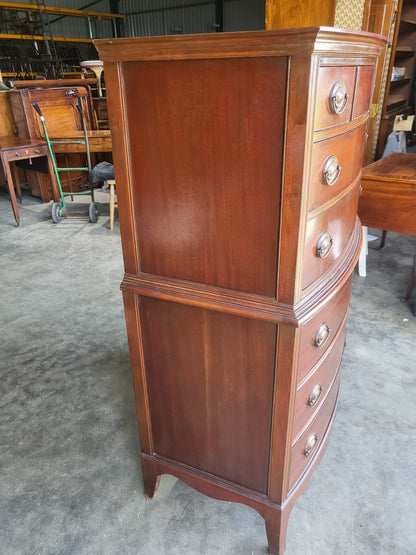 Antique repro bow front chest on chest chest of drawers splayed legs