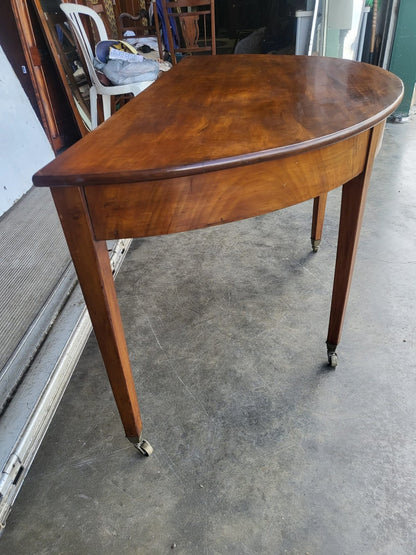 Antique Victorian large demi lune table hall side end desk